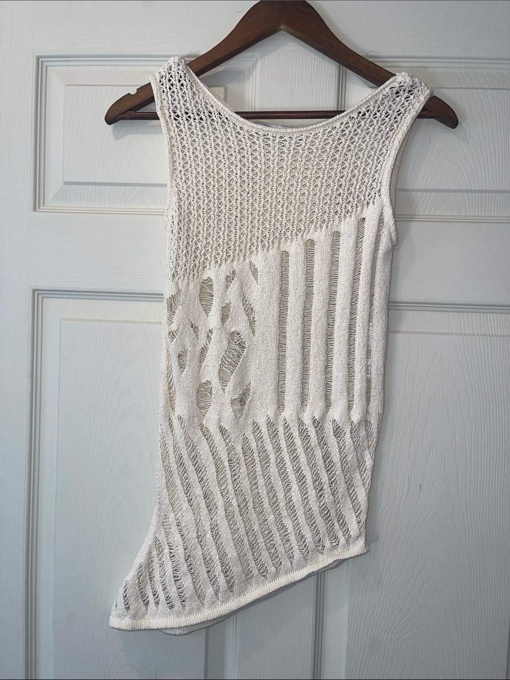 Zara Cream Crochet Knit Top S